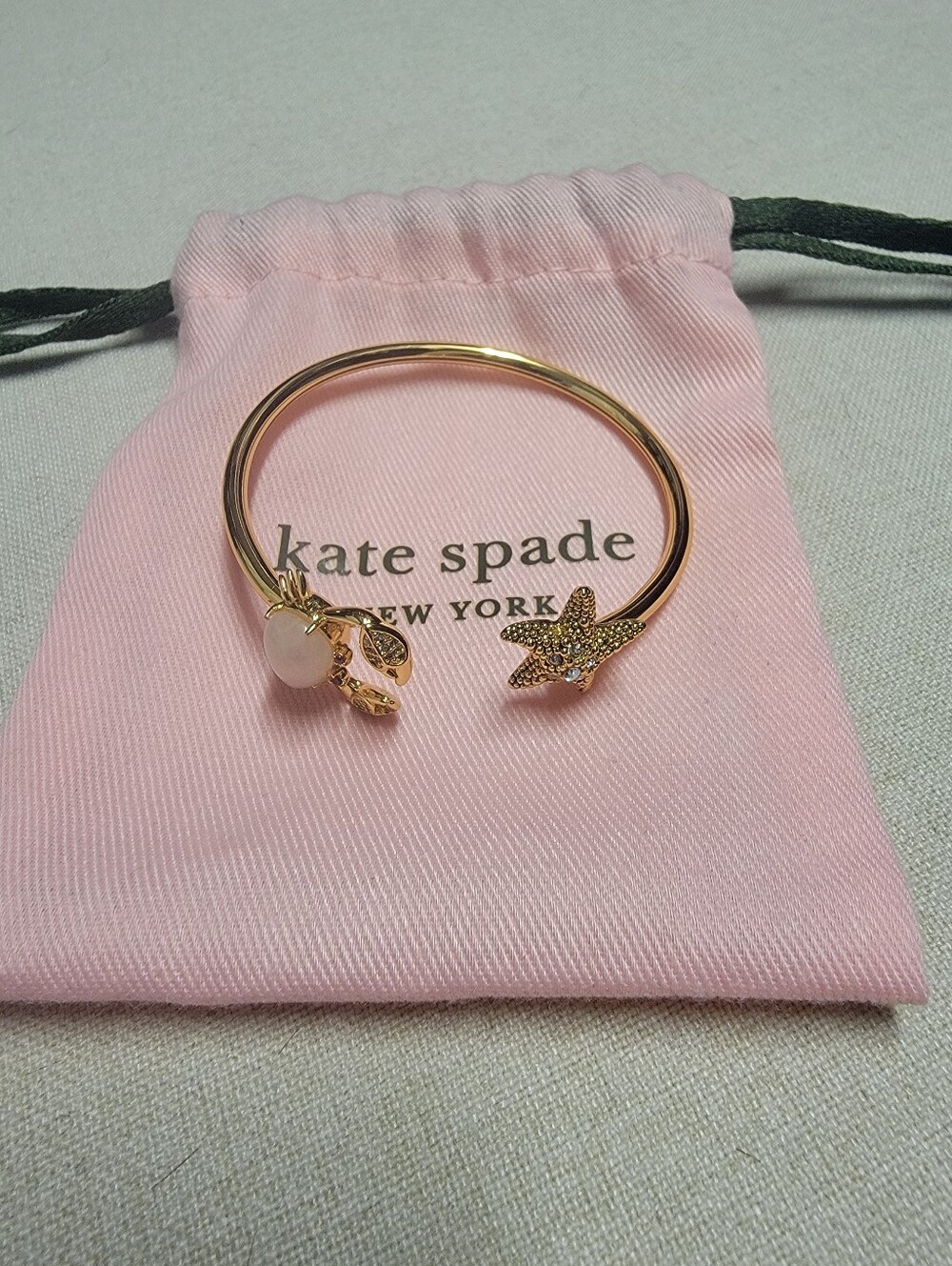 Authentic Kate Spade New York "Sea Star" Crab & Starfish Open Flex Cuff Bracelet